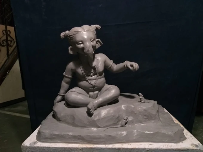 clay ganesha relief